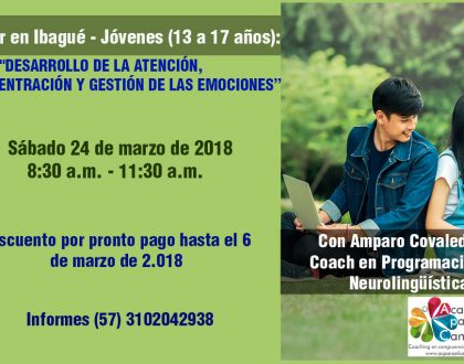 Taller Jóvenes (13 - 17 años): "Desarrollo de la atención,  concentración y gestión de las emociones"